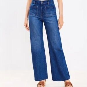 Loft Women's Blue Wide-Leg Jeans
